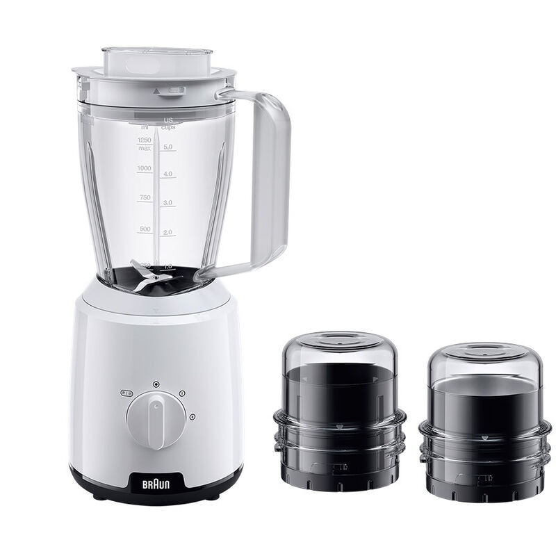 287178 Braun PowerBlend 1 JB1023 White – 1.5L Blender with Chopper & Grinder Attachments - Image 1