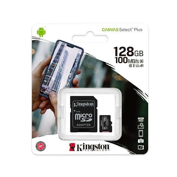 Kingston Micro SD 128GB Class 10 - SDCS2/128GB - Black