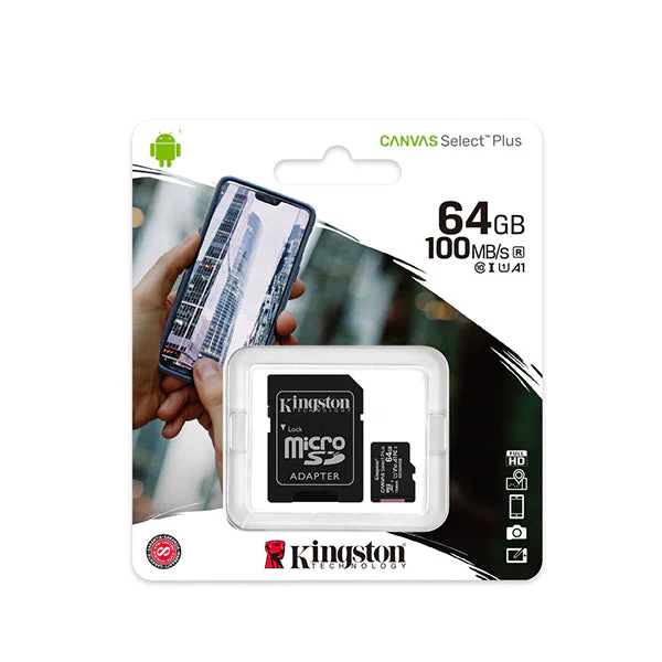 Kingston Micro SD 64GB Class 10 - SDCS2/64GB - Black