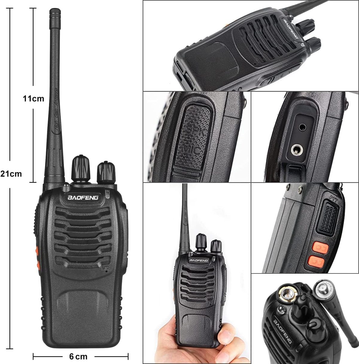 Baofeng Walkie Talkies BF-888s Rechargeable Two-Way Radios for Adults Long Range Handheld Communicator Professional UHF Interphone 2 Pack Walky Talky Set with Earpiece,Li-ion Battery and Charger