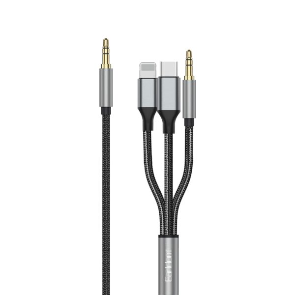 Earldom® AUX cable AUX72 3in1 for Lightning/Type C/AUX, black