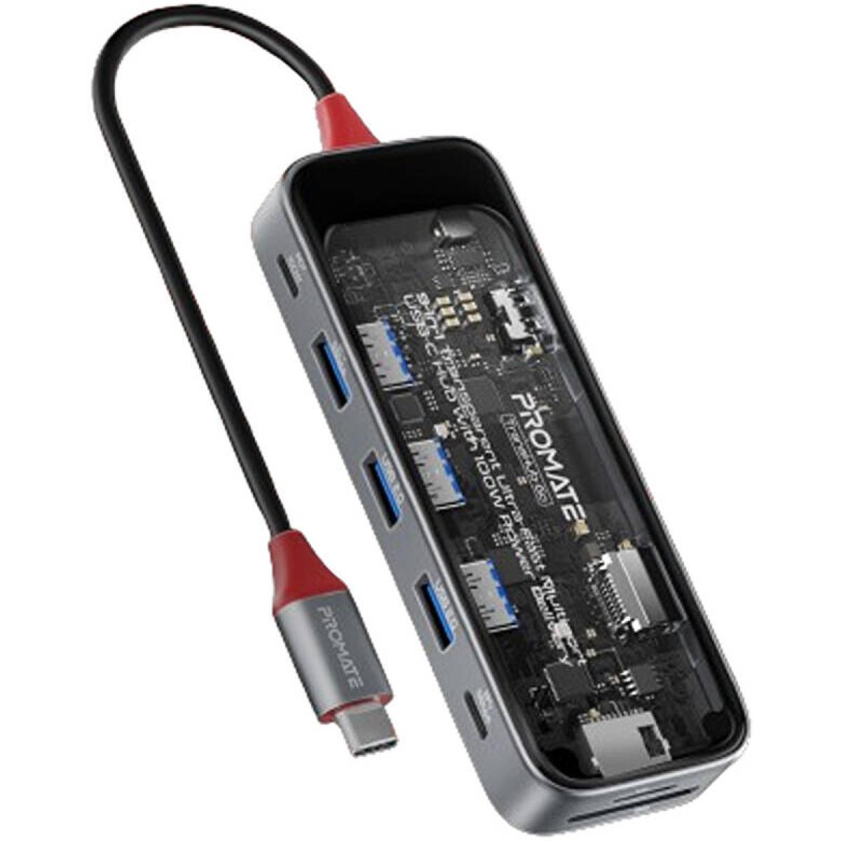 go-1200x1200-1.jpg Promate 9-In-1 Transparent Ultra-Fast Multi-P Usb-C Hub 100W - Image 1