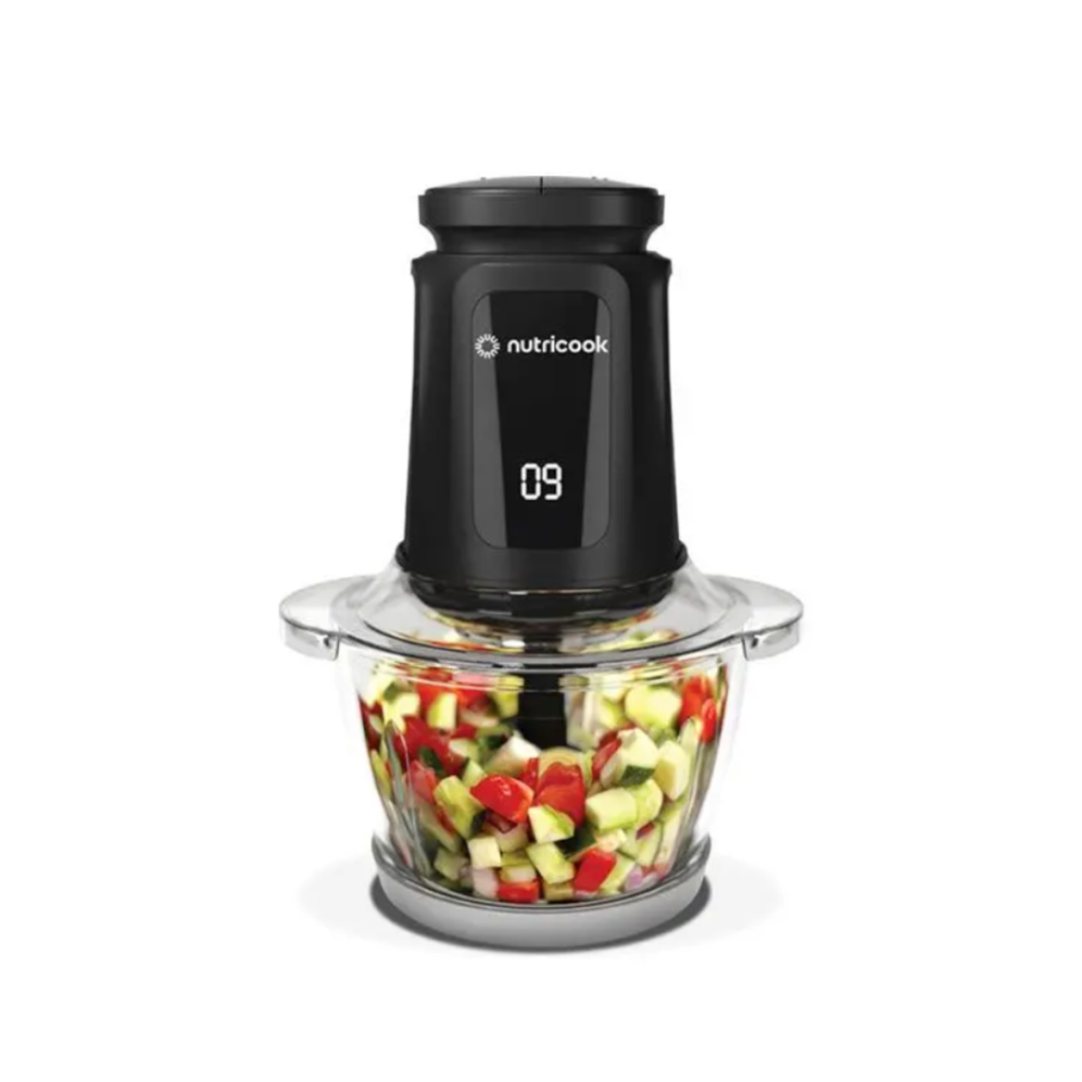 Nutricook Choppi Xl Glass Chopper And Mincer, Durable And Sharp Blades, Anti-slip Ring, Spill-proof, 1.2 L, 500w [black], Nc-ch1200 - Image 1