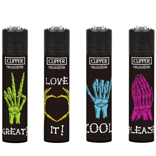 Skeleton Bone Hands Clipper Lighters Authentic 1 Piece