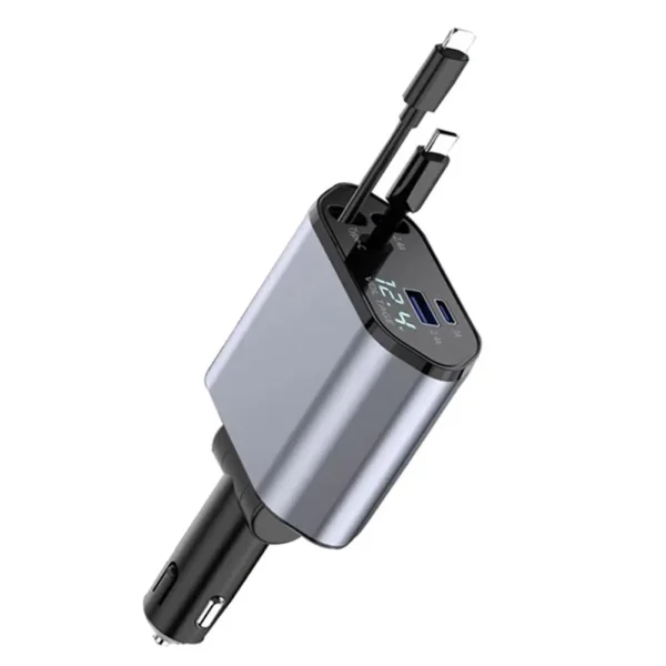 120W 5IN1 Retractable Car Charger USB Type C Cable For Phone Fast Charge Adapter